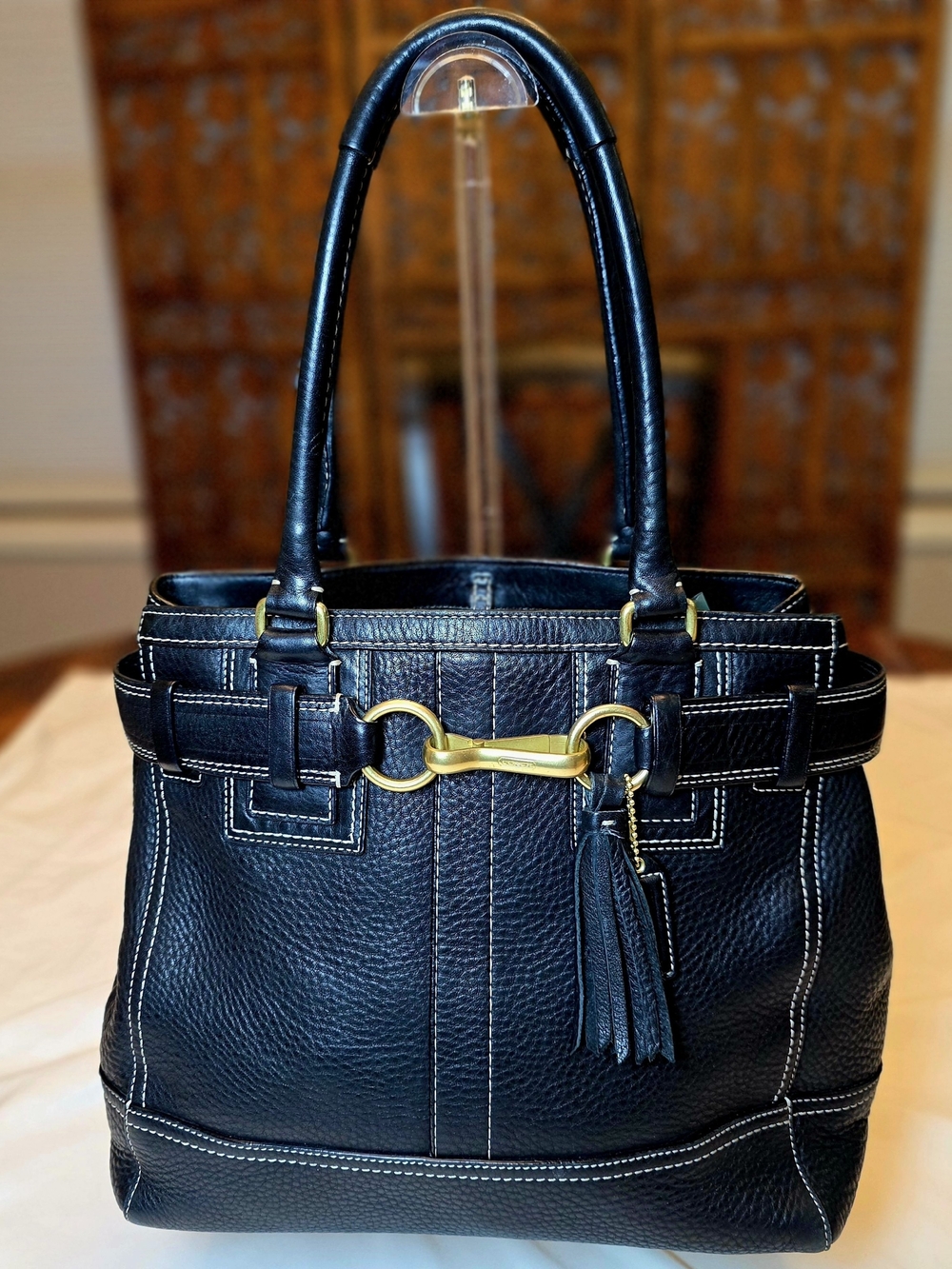 Coach Hamptons Leather Tassel Tote in Black. 2006 Era